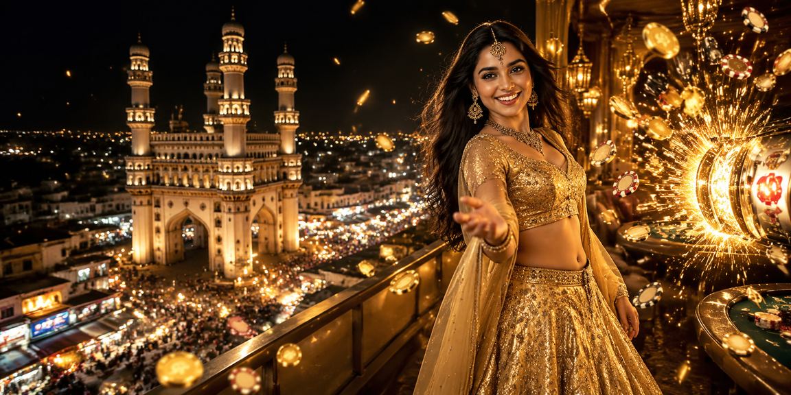 Player enjoying live casino on mobile device in Hyderabad near Charminar