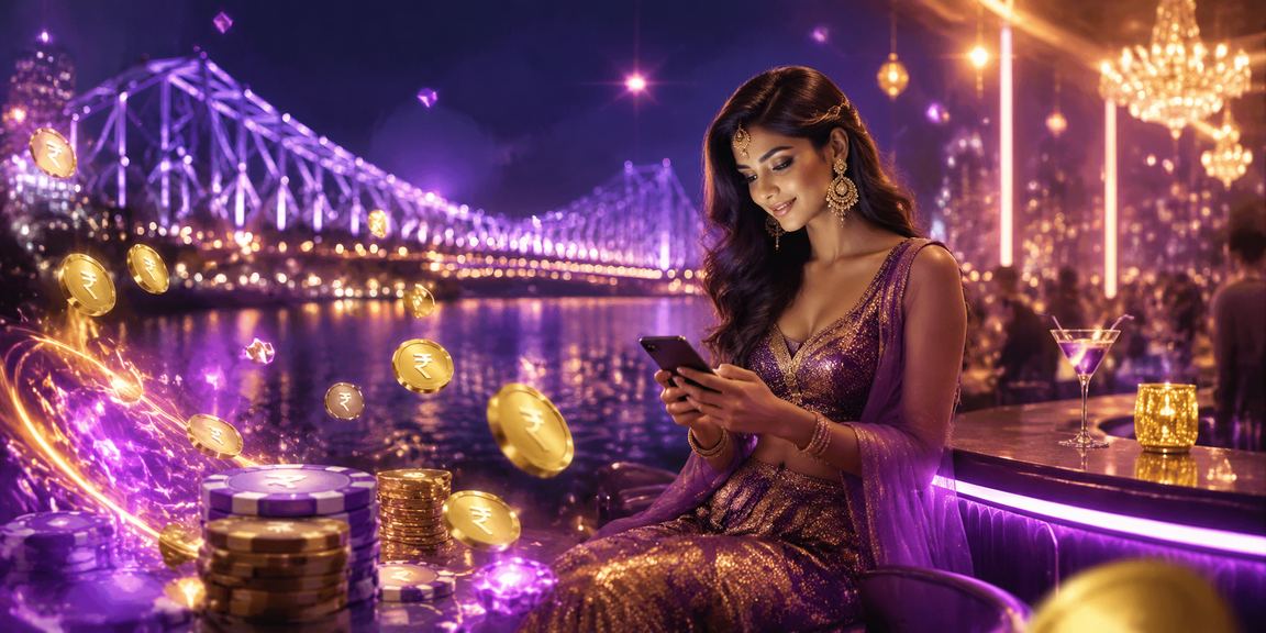 Kolkata Howrah Bridge with casino app and Rupee sign